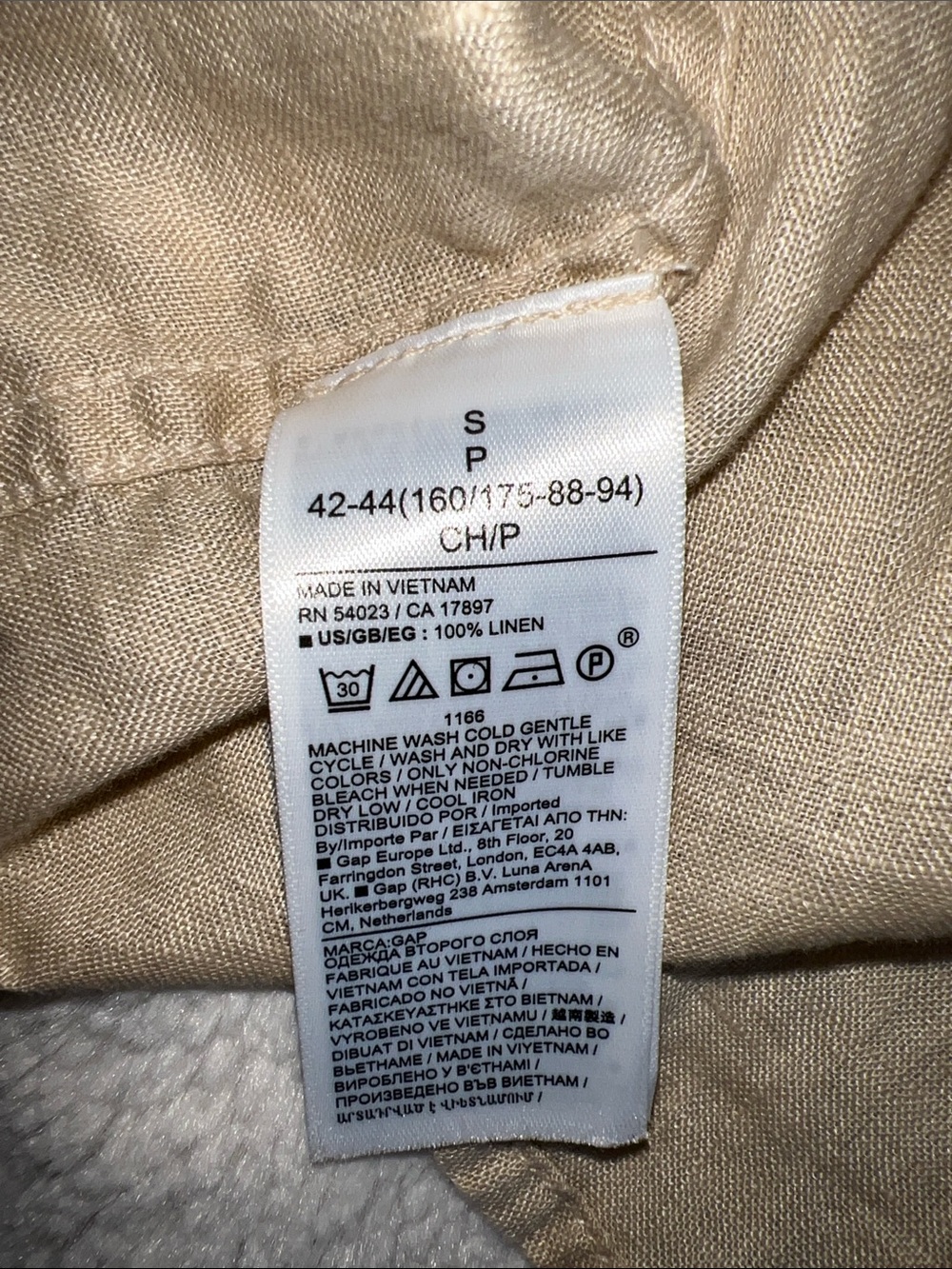 Light Beige Linen Button-Down Shirt - Picture 7 of 7